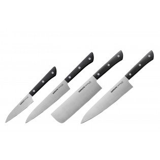 Набор из 4-х ножей Samura Harakiri овощной, универсальный 150 мм, накири, шеф