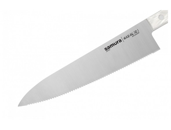 Нож Samura HARAKIRI Шеф серрейтор, зазубренное лезвие 208 мм, акрил, белая рукоять (ПОВРЕЖДЕНА УПАКОВКА) Нож Samura HARAKIRI Шеф серрейтор, зазубренное лезвие 208 мм, акрил, белая рукоять (ПОВРЕЖДЕНА УПАКОВКА)