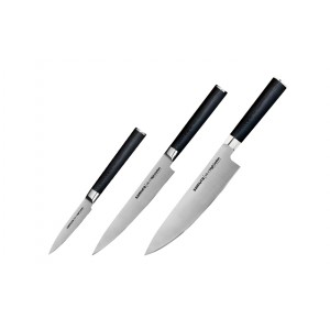 Набор из 3-х ножей Samura Mo-V овощной, универсальный, шеф