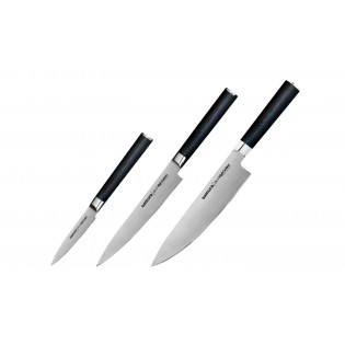 Набор из 3-х ножей Samura Mo-V овощной, универсальный, шеф