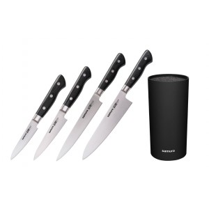 Набор из 4-х ножей Samura Pro-S Овощной, Универсальный 115 мм, для нарезки, Шеф и подставки