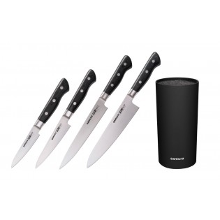 Набор из 4-х ножей Samura Pro-S Овощной, Универсальный 115 мм, для нарезки, Шеф и подставки