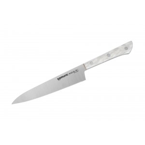 Нож Samura Harakiri Универсальный серрейтор, зазубренное лезвие 150 мм, перламутровая рукоять