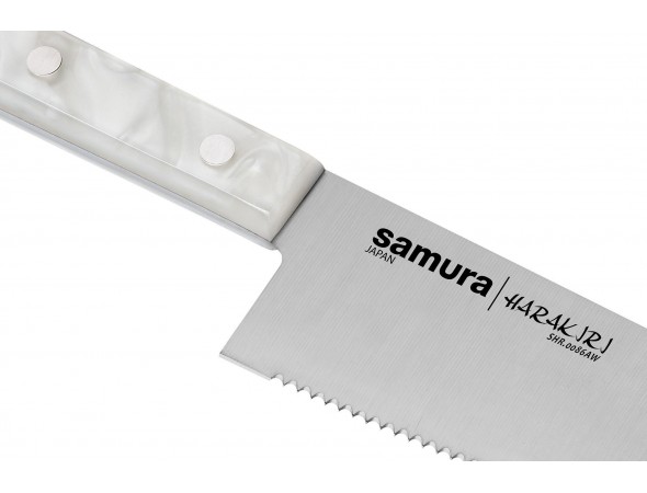 Нож Samura HARAKIRI Шеф серрейтор, зазубренное лезвие 208 мм, перламутровая рукоять