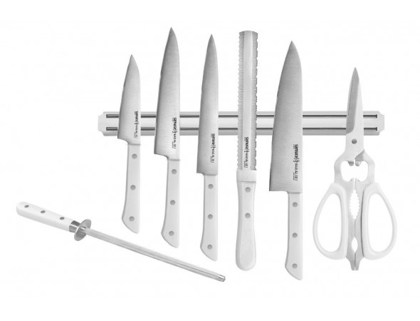 Набор Super Set из 5-ти ножей, магнитного держателя, ножниц и мусата для заточки Samura Harakiri