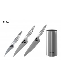 Набор из 3-х ножей Samura ALFA овощной, универсальный, шеф и подставки