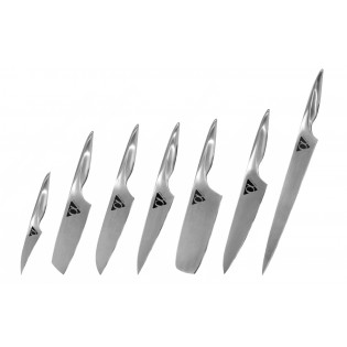 Набор из 7-ми ножей Samura ALFA овощной, усуба, сантоку, универсальный, накири, шеф, слайсер