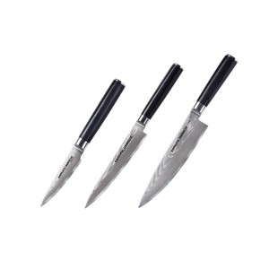 Набор из 3-х ножей Samura Damascus овощной, универсальный 150 мм, шеф