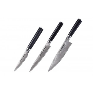 Набор из 3-х ножей Samura Damascus овощной, универсальный 150 мм, шеф