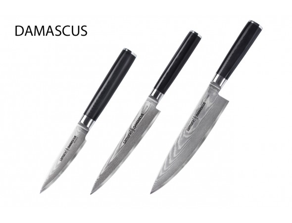 Набор из 3-х ножей Samura Damascus овощной, универсальный 150 мм, шеф