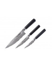 Набор из 3-х ножей Samura Damascus овощной, универсальный 125 мм, шеф в подарочной коробке