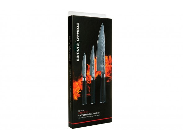 Набор из 3-х ножей Samura Damascus овощной, универсальный 125 мм, шеф