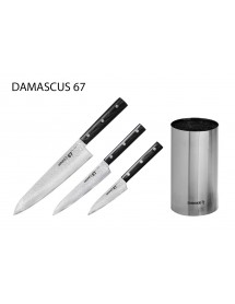 Набор из 3-х ножей SAMURA 67 DAMASCUS овощной, универсальный, шеф и стальной подставки