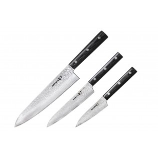 Набор из 3-х ножей SAMURA 67 DAMASCUS овощной, универсальный, шеф