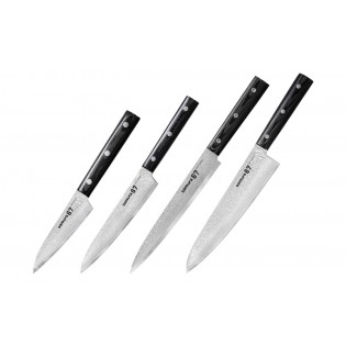 Набор из 4-х ножей SAMURA 67 DAMASCUS овощной, универсальный, слайсер, шеф