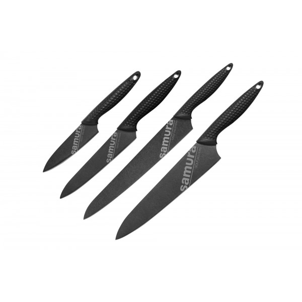 Набор из 4-x ножей Samura Golf Stonewash овощной, универсальный, слайсер,  шеф-нож  