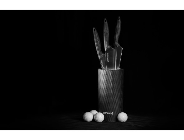 Набор Samura Golf 3 ножа овощной, универсальный, шеф и подставка