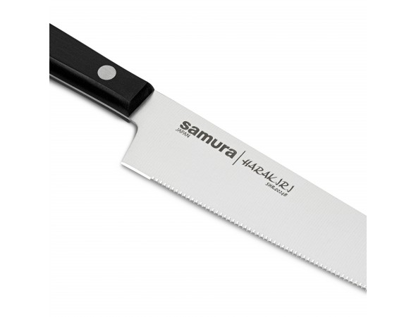 Нож Harakiri Samura серрейтор, зазубренное лезвие 150 мм, черная рукоять