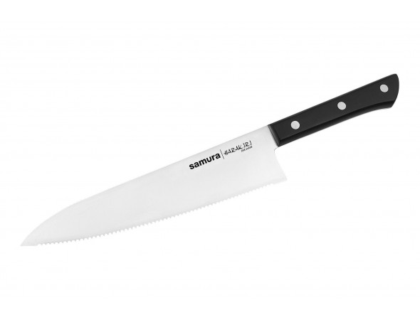 Нож Harakiri серрейтор , зазубренное лезвие 208 мм, черная рукоять