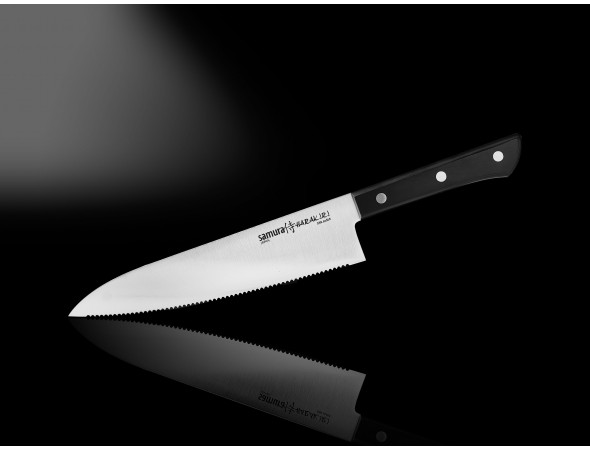 Нож Harakiri серрейтор , зазубренное лезвие 208 мм, черная рукоять