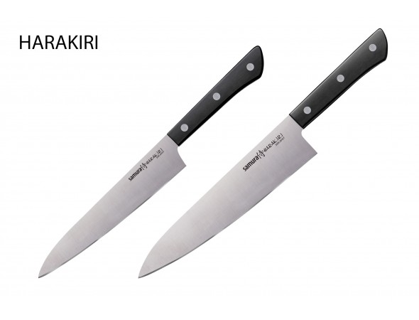Набор из 2-х ножей Samura Harakiri универсальный 150 мм, шеф, черная рукоять