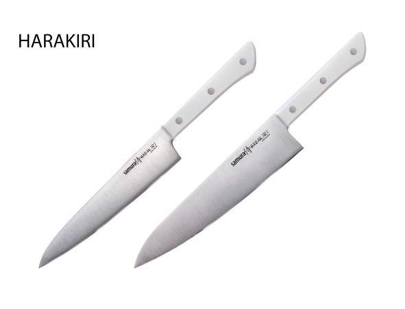 Набор из 2-х ножей Samura Harakiri универсальный 150 мм, шеф, белая рукоять