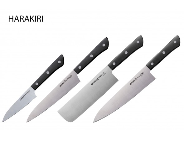 Набор из 4-х ножей Samura Harakiri овощной, универсальный 150 мм, накири, шеф