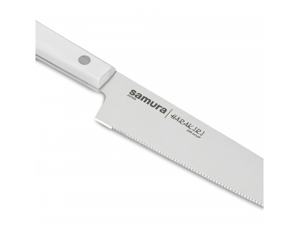 Нож Harakiri Samura серрейтор, зазубренное лезвие 150 мм, белая рукоять Нож Harakiri Samura серрейтор, зазубренное лезвие 150 мм, белая рукоять