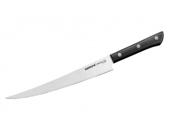 Нож Harakiri Samura филейный,  224 мм, черная рукоять (ПОВРЕЖДЕНА УПАКОВКА)