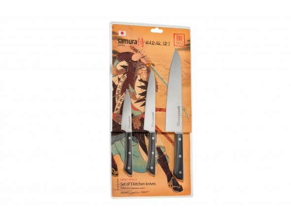 Набор из 3-х ножей Samura Harakiri SHR-0220B овощной, универсальный, шеф