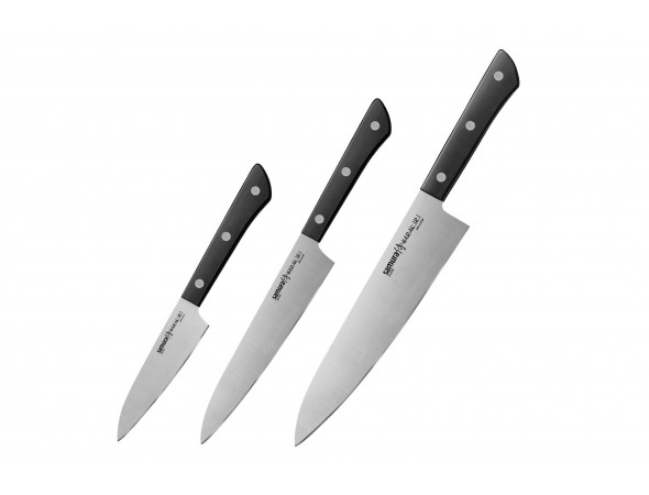 Набор из 3-х ножей Samura Harakiri SHR-0220B овощной, универсальный, шеф