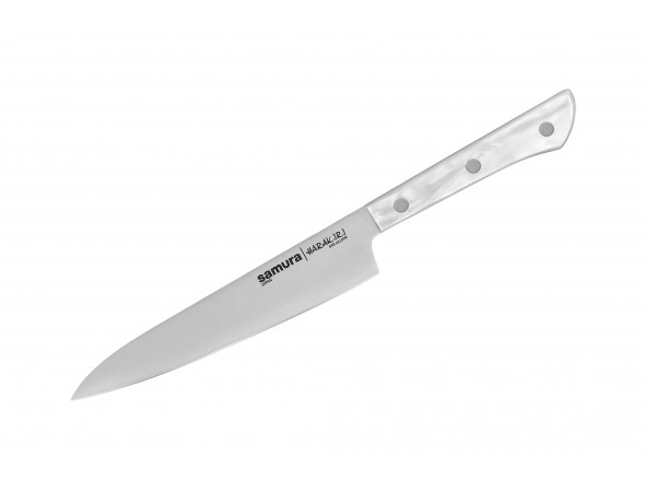 Набор из 5-ти ножей Samura Harakiri овощной, универсальный 150 мм, накири, сантоку, шеф, перламутровая рукоять Набор из 5-ти ножей Samura Harakiri овощной, универсальный 150 мм, накири, сантоку, шеф, перламутровая рукоять