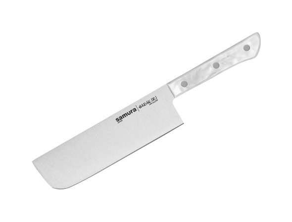 Набор из 5-ти ножей Samura Harakiri овощной, универсальный 150 мм, накири, сантоку, шеф, перламутровая рукоять Набор из 5-ти ножей Samura Harakiri овощной, универсальный 150 мм, накири, сантоку, шеф, перламутровая рукоять