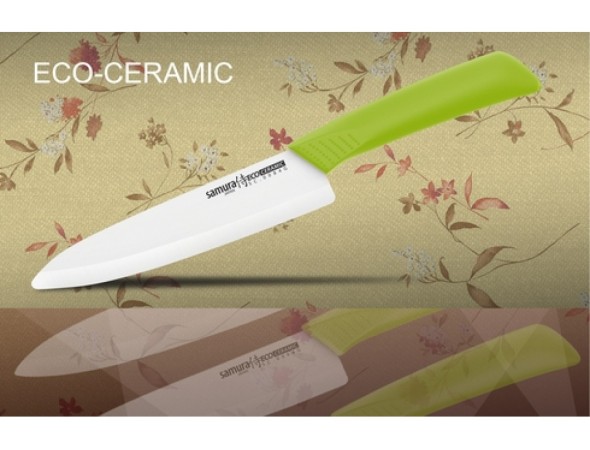 Нож кухонный Samura Eco Festival шеф 175 мм (салатовый) и Доска