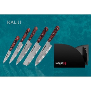 Набор из 5-х ножей SAMURA KAIJU, овощной, универсальный, шеф, накири, сантоку и подставки