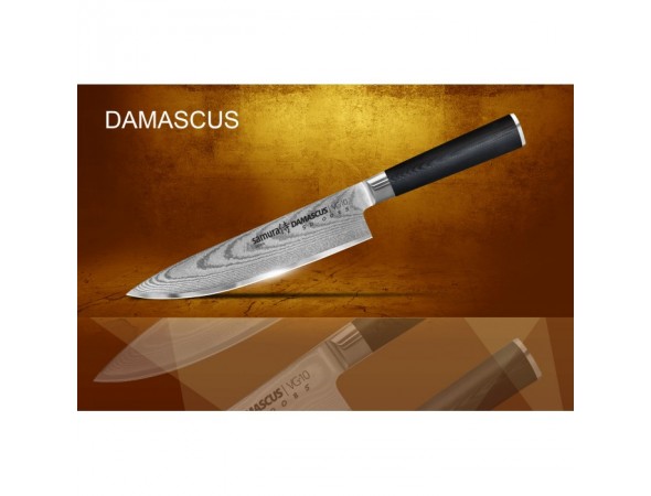 Набор из 5-ти ножей Samura Damascus Овощной, Универсальный 125 мм, Шеф, для томатов, для хлеба и подставки