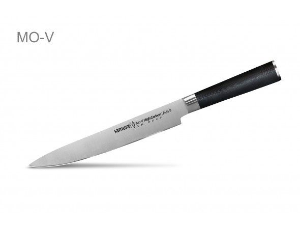 Набор из 4-х ножей Samura Mo-V Овощной, Универсальный 150 мм, Для нарезки, Шеф и стальной подставки