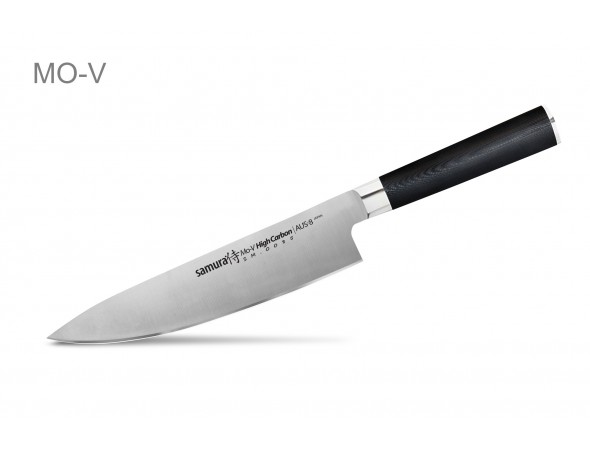 Набор из 3-х ножей Samura Mo-V Овощной, Универсальный 150 мм, Шеф и стальной подставки