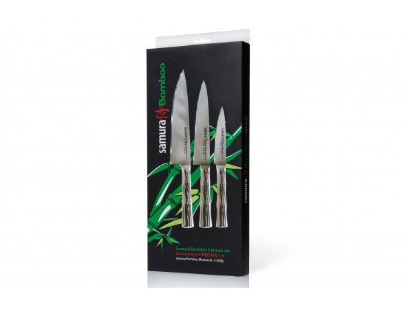 Набор из 3-х ножей Samura Bamboo овощной, универсальный 150 мм, шеф