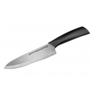 Нож Samura Ceramotitan Шеф, 175 мм, черная рукоять, матовый