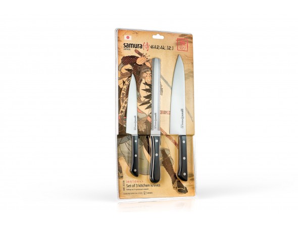 Набор Samura Harakiri 3 ножа SHR-0230W универсальный, для замороженных продуктов, шеф