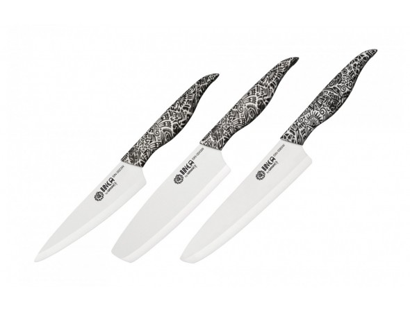 Набор из 3-х ножей Samura INCA универсальный, Шеф, Накири (ПОВРЕЖДЕНА УПАКОВКА)