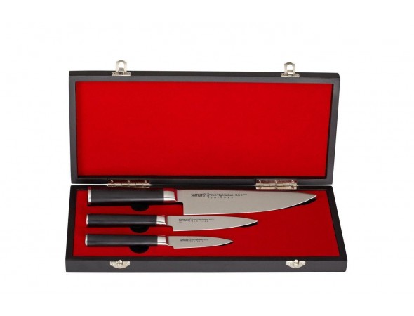 Набор из 3-х ножей Samura Mo-V SM-0220 овощной, универсальный 125 мм, шеф в подарочной коробке