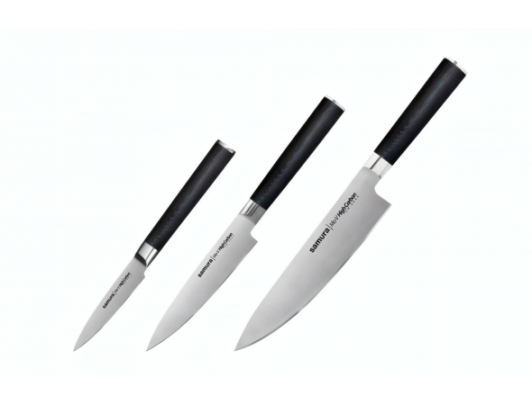 Набор из 3-х ножей Samura Mo-V овощной, универсальный, шеф Набор из 3-х ножей Samura Mo-V овощной, универсальный, шеф