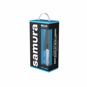 Набор из 5-ти ножей Samura MOJO овощной 94 мм, универсальный 148 мм, филейный 218 мм, для хлеба 194 мм, Шеф 200 мм и браш-подставки