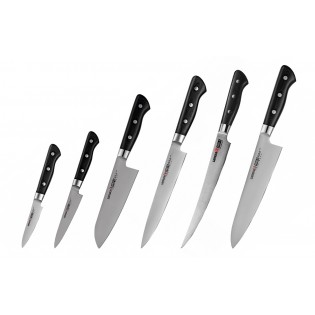 Набор из 6-ти ножей Samura Pro-S овощной, универсальный 115 мм., сантоку, для нарезки, филейный, шеф