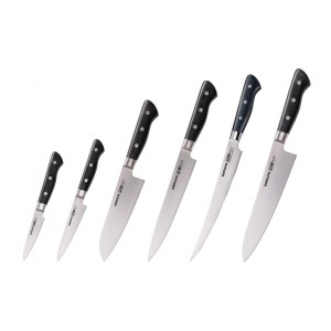 Набор из 6-ти ножей Samura Pro-S овощной, универсальный 115 мм., сантоку, для нарезки, филейный, шеф