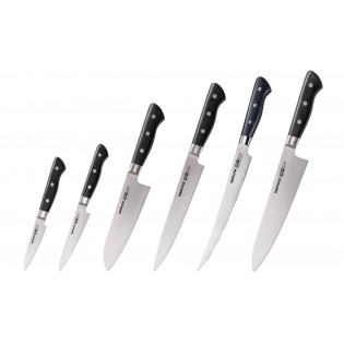 Набор из 6-ти ножей Samura Pro-S овощной, универсальный 115 мм., сантоку, для нарезки, филейный, шеф