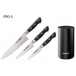 Набор из 3-х ножей Samura Pro-S Овощной, Универсальный 115 мм, Шеф и подставки