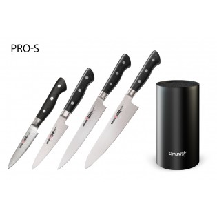Набор из 4-х ножей Samura Pro-S Овощной, Универсальный 115 мм, для нарезки, Шеф и подставки